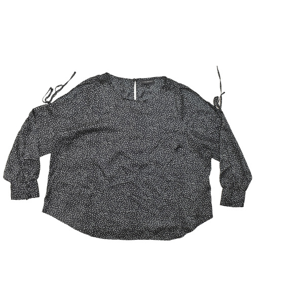 Lane Bryant Black White Polka Dot Blouse Plus Size 24 Long Sleeve Top - Picture 1 of 8